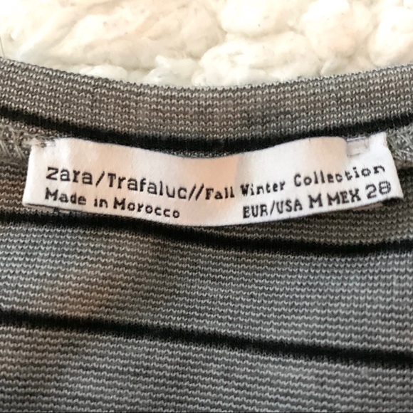 Zara Trafaluc Grey Striped T-shirt Dress Size M - Picture 10 of 11